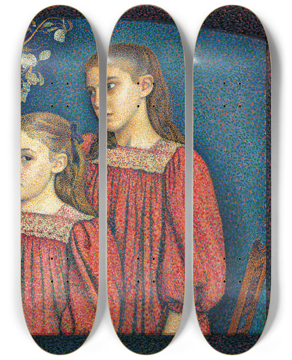 Triptych art skateboard deck of Georges Lemmen The Two Sisters Or The Serruys Sisters by Georges Lemmen (1865-1916)