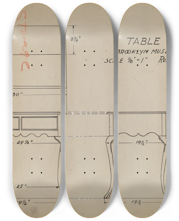 Triptych art skateboard deck of Robert Brigadier Table by Robert Brigadier