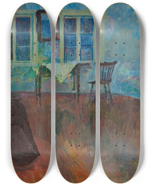 Triptych art skateboard deck of Ludvig Karsten Likvrelset by Ludvig Karsten (1876-1926)
