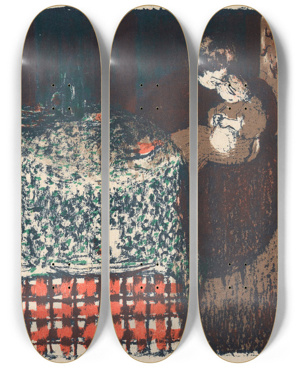 Triptych art skateboard deck of Douard Vuillard Maternit 1895 1896 by douard Vuillard (1868-1940)