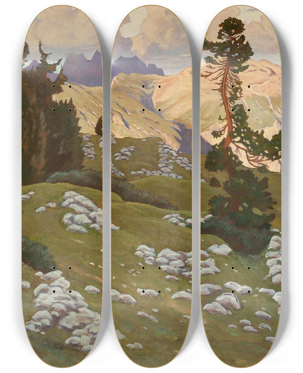 Triptych art skateboard deck of Gustav Jahn Kopie Stevia by Gustav Jahn (1879-1919)
