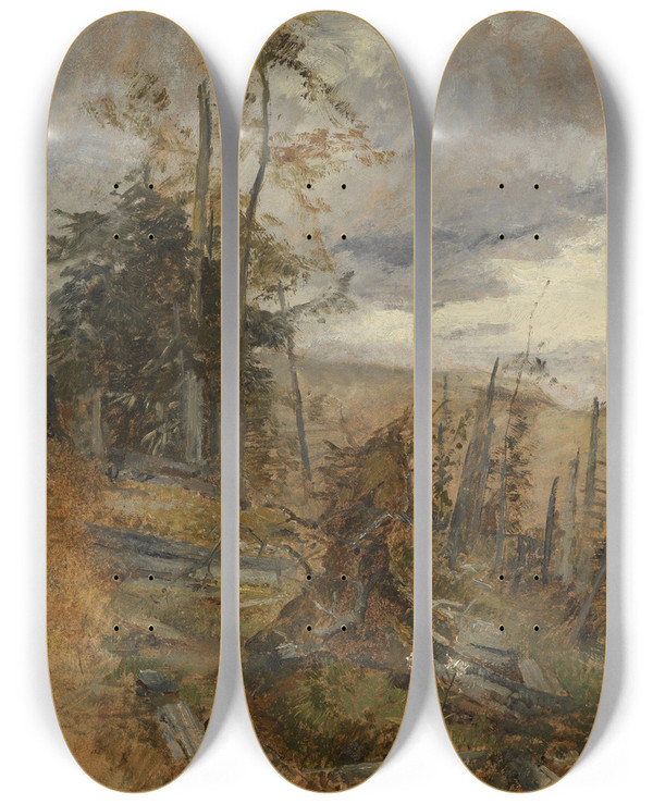 Triptych art skateboard deck of Marie Egner Windbruch by Marie Egner (1850-1940)