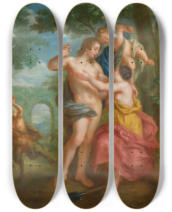 Triptych art skateboard deck of Flemish School Vertumnus And Pomona by Flemish School