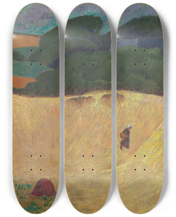 Triptych art skateboard deck of Paul Srusier The Beach Of Les Grands Sables At Le Pouldu by Paul Serusier (1864-1927)