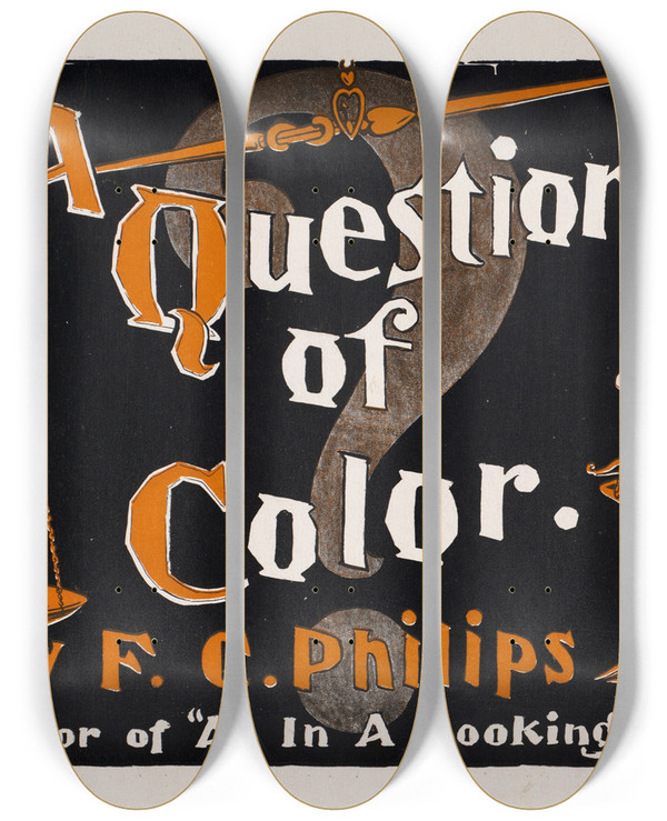 Triptych art skateboard deck of Awb Lincoln A Question Of Color By F C Philips by A.W.B. Lincoln (19-20-)