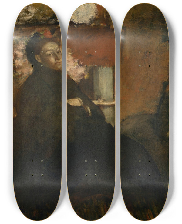 Triptych art skateboard deck of Edgar Degas Portrait Of Mme Lisle And Mme Loubens by Edgar Degas (1834-1917)
