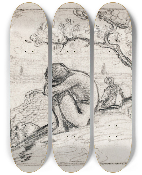 Triptych art skateboard deck of Venny Soldanbrofeldt Kkttj by Venny Soldan-Brofeldt (1863-1945)