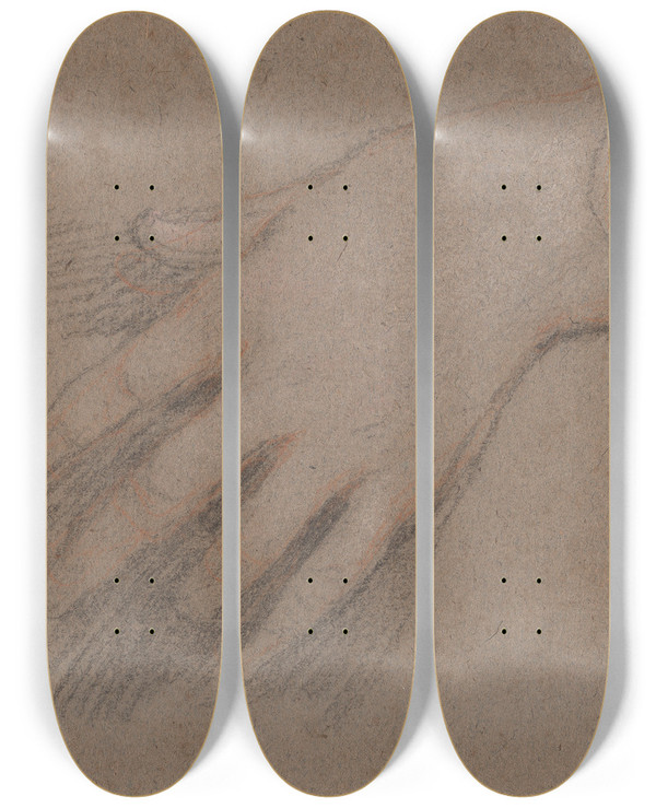 Triptych art skateboard deck of Sir Peter Lely Drawings Of Hands_11 by Sir Peter Lely (1618-1680)