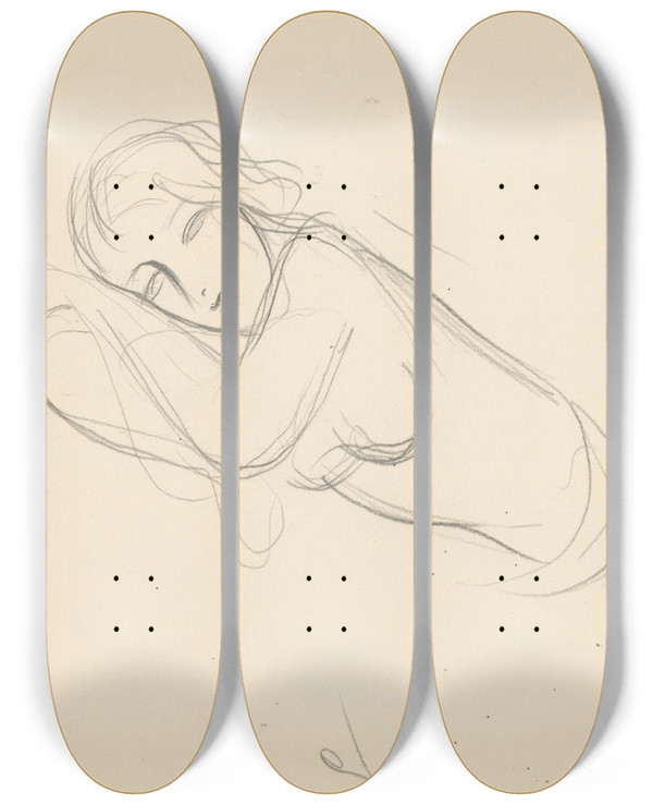 Triptych art skateboard deck of Mikul Galanda Sketchbook_67 by Mikulas Galanda (1895-1938)