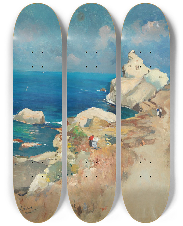 Triptych art skateboard deck of Giuseppe Casciaro Capri_2 by Giuseppe Casciaro (1861-1945)