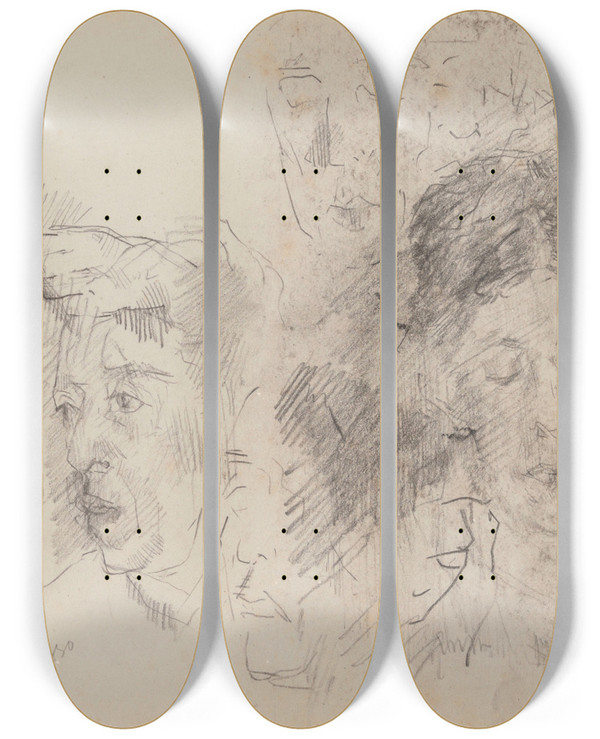 Triptych art skateboard deck of James Ensor Ensors Mother_4 by James Ensor (1860-1949)