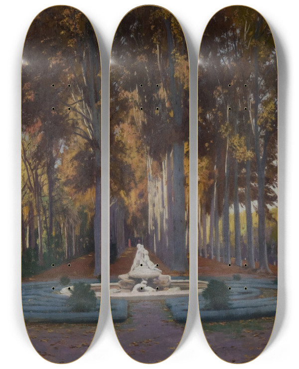 Triptych art skateboard deck of Santiago Rusiol Otoal by Santiago Rusinol (1861-1931)