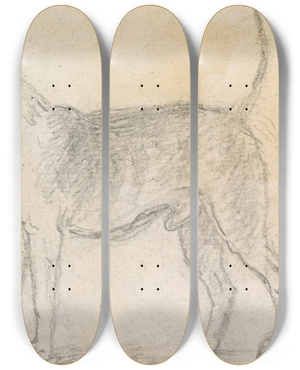Triptych art skateboard deck of James Seymour A Hound Facing Left by James Seymour (1697-1752)