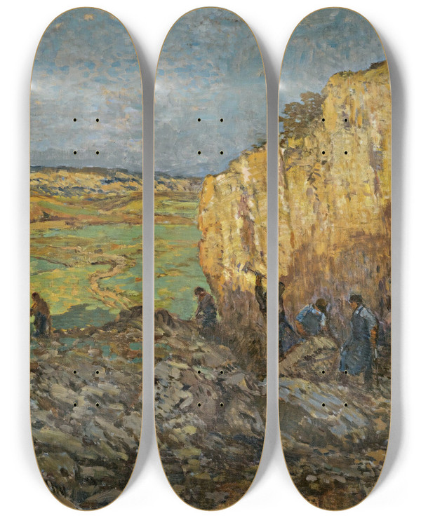 Triptych art skateboard deck of Josef Ullmann Stone Quarry by Josef Ullmann (1870-1922)