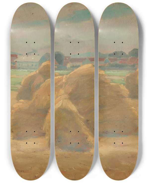 Triptych art skateboard deck of Udovt Ordk Harvest by udovt ordk (1865-1937)