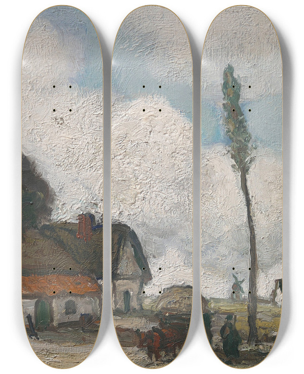 Triptych art skateboard deck of Jakob Smits Landscape by Jakob Smits (1855-1928)
