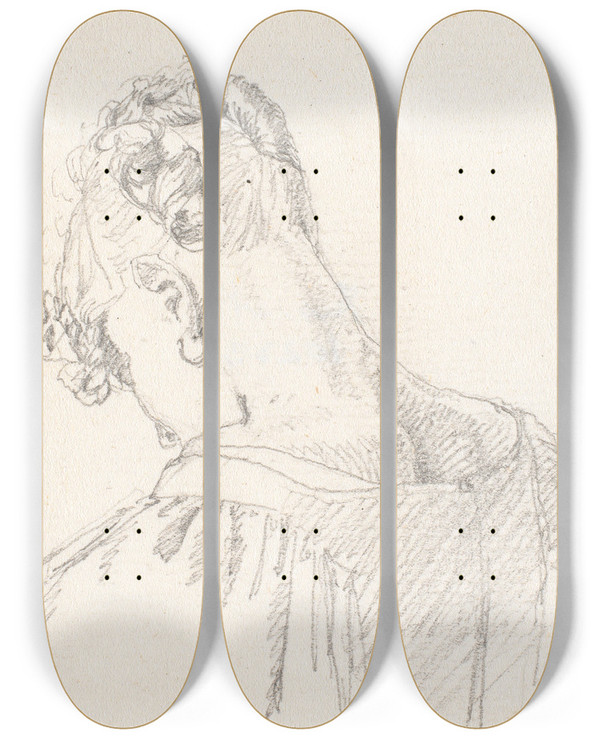Triptych art skateboard deck of Christen Kbke Portrt Af En Af Kunstnerens Sstre Skulderbillede Set Skrt Bagfra by Christen Kobke (1810-1848)