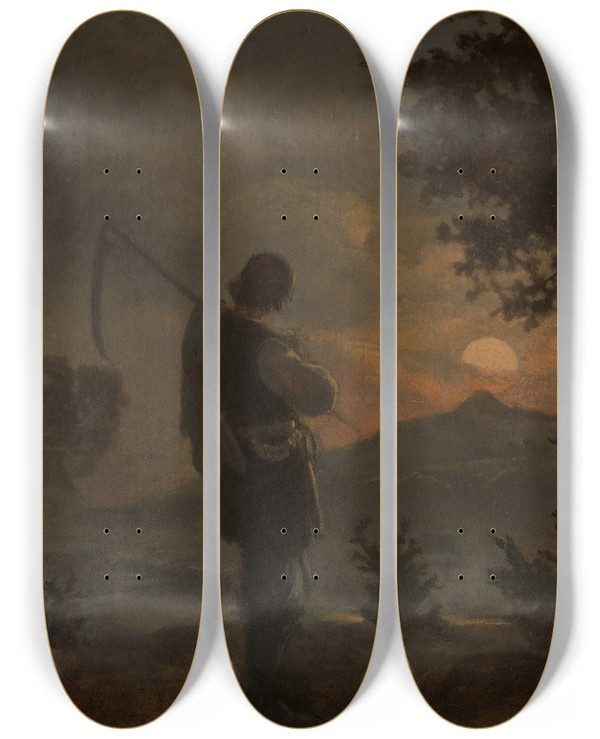 Triptych art skateboard deck of Aleksander Kotsis Haymaker by Aleksander Kotsis (1836-1877)