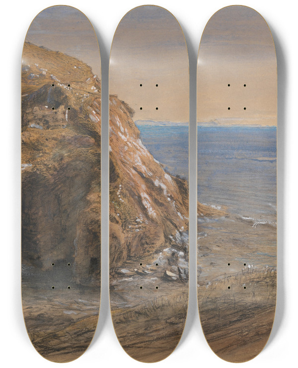Triptych art skateboard deck of Samuel Palmer The Rock Slip Near Boscastle by Samuel Palmer (1805-1881)
