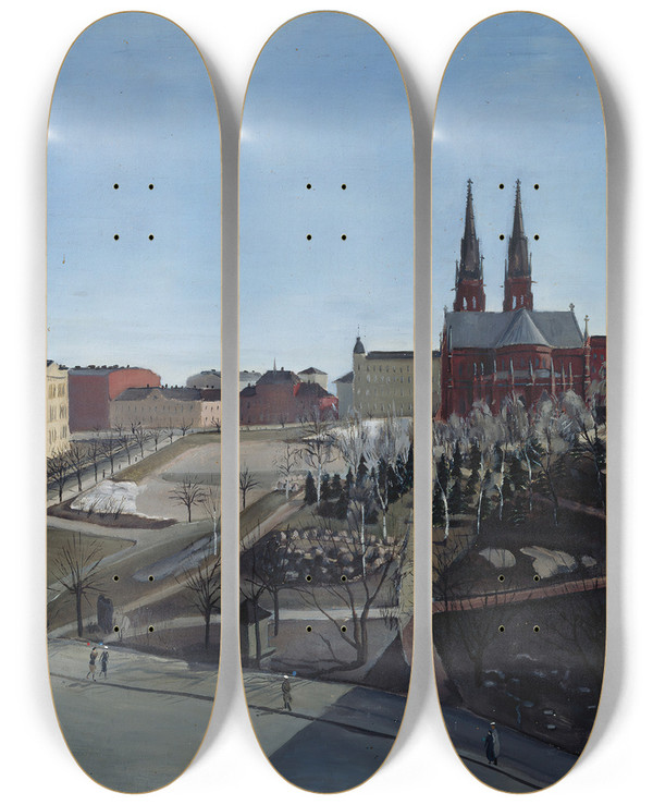 Triptych art skateboard deck of Sulho Sipil The First Of May by Sulho Sipila (1895-1949)