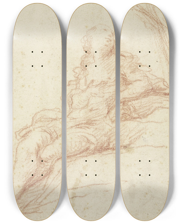 Triptych art skateboard deck of Francesco Albani Atoning Magdalene by Francesco Albani (1578-1660)