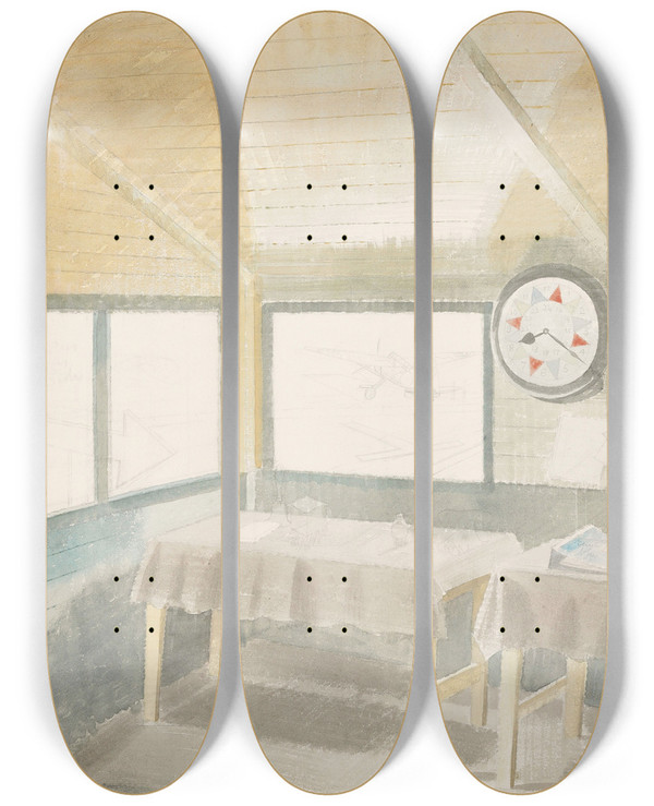 Triptych art skateboard deck of Eric Ravilious The Operations Room by Eric Ravilious (1903-1942)
