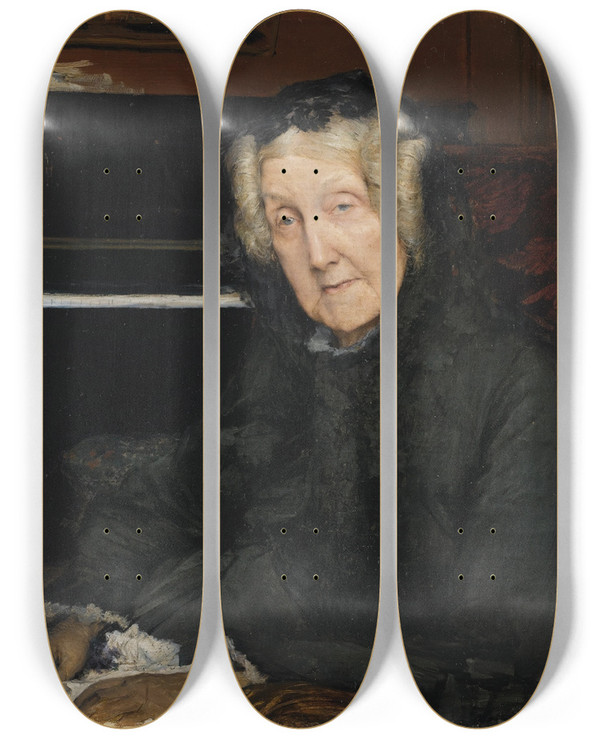 Triptych art skateboard deck of Jules Bastienlepage Portrait De Mme Waskiewicz by Jules Bastien-Lepage (1848-1884)