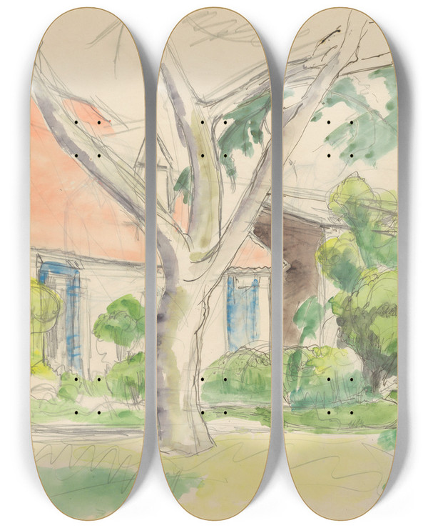 Triptych art skateboard deck of Frederick Porter Sketchbook Of Fred J Porter 19 by Frederick Porter (1883-1944)