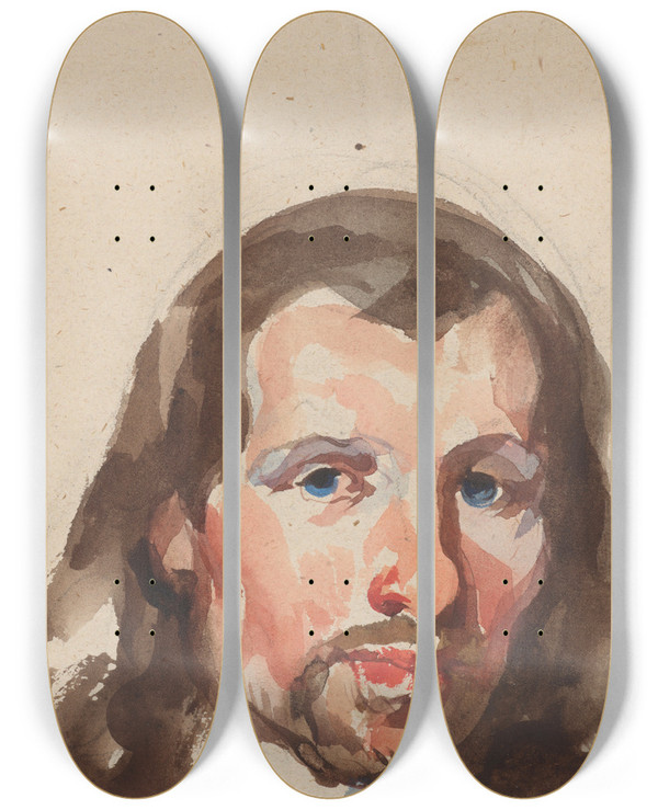 Triptych art skateboard deck of Piotr Michaowski Portrait Of A Peasant by Piotr Michalowski (1800-1855)