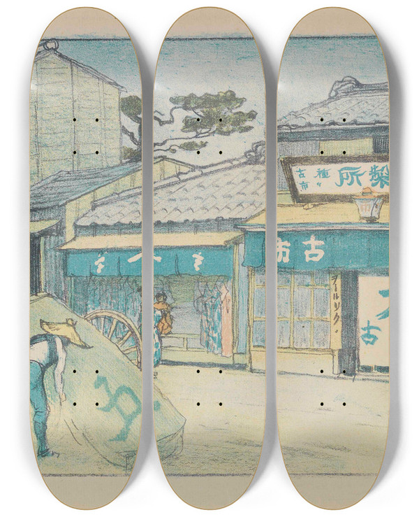 Triptych art skateboard deck of Emil Orlik Aus Japan by Emil Orlik (1870-1932)