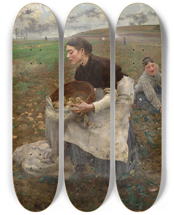 Triptych art skateboard deck of Jules Bastienlepage October by Jules Bastien-Lepage (1848-1884)