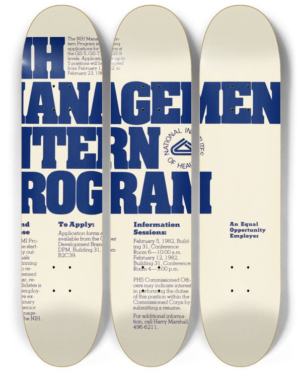 Triptych art skateboard deck of National Institutes Of Health Nih Management Intern Program by National Institutes Of Health (1887)