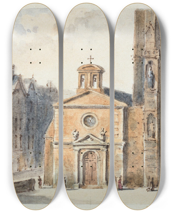 Triptych art skateboard deck of Augustesbastien Bnard Saintjean Le Rond Avant 1748 by Auguste-Sbastien Bnard (1810-1873)