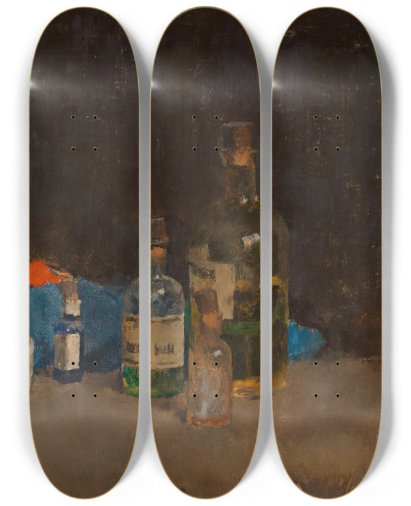 Triptych art skateboard deck of Fritz Rojka Stillleben Mit Tuschschale by Fritz Rojka (1878-1939)