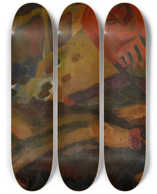 Triptych art skateboard deck of Frits Van Den Berghe De Zaaier by Frits van den Berghe (1883-1939)