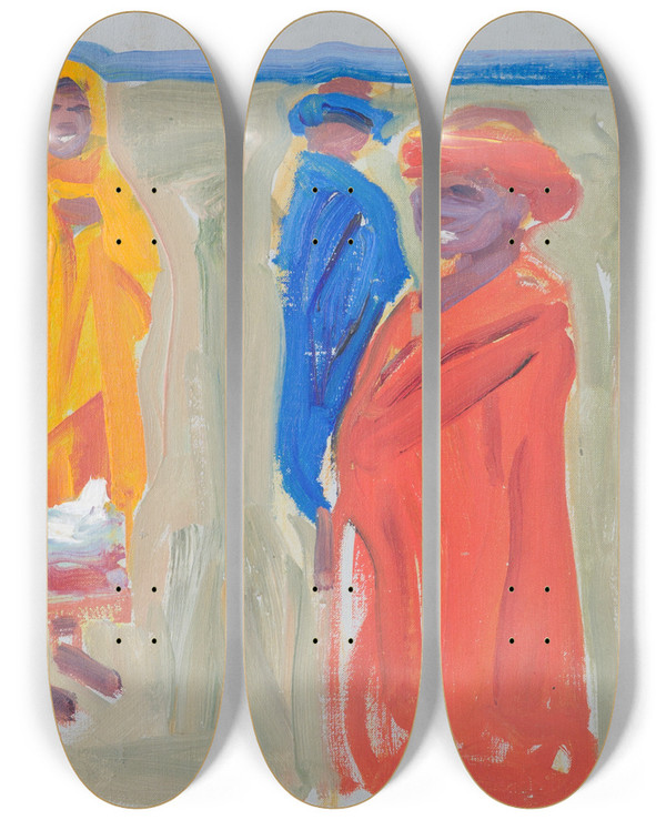 Triptych art skateboard deck of Akseli Gallenkallela Nandiheimoa by Akseli Gallen Kallela (1865-1931)