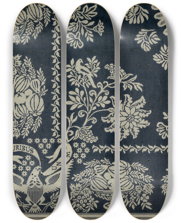 Triptych art skateboard deck of Arthur G Merkley Jacquard by Arthur G Merkley