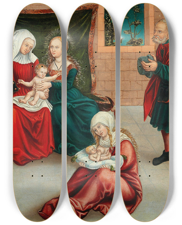 Triptych art skateboard deck of Wolfgang Krodel I The Holy Kinship_2 by Wolfgang Krodel I