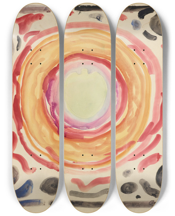 Triptych art skateboard deck of Edvard Munch Kunstneren Og Hans Syke Ye Optisk Illusjon by Edvard Munch (1863-1944)