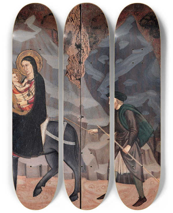 Triptych art skateboard deck of Maestro Di Campli The Flight To Egypt by Maestro di Campli (14-)