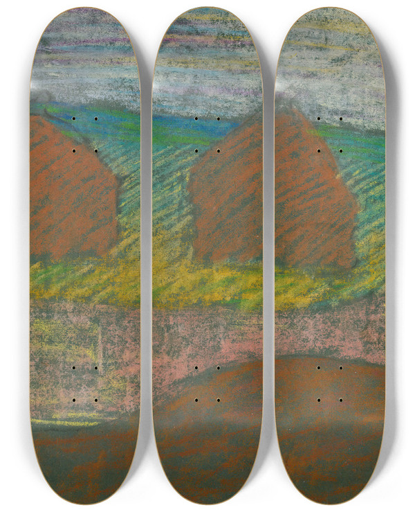 Triptych art skateboard deck of Douard Vuillard Meules by douard Vuillard (1868-1940)