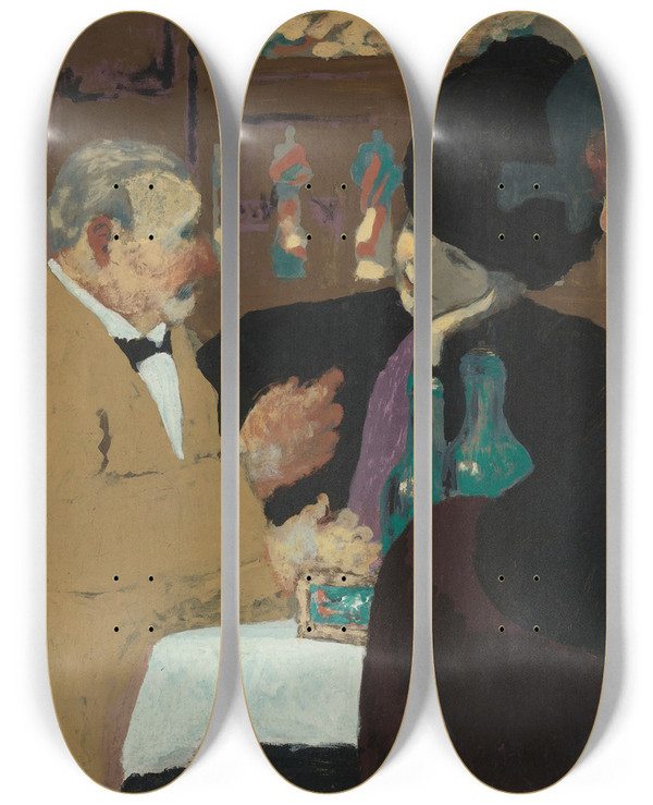 Triptych art skateboard deck of Douard Vuillard La Partie De Plaisir by douard Vuillard (1868-1940)