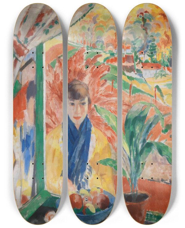 Triptych art skateboard deck of Rik Wouters Autumn by Rik Wouters (1882-1916)