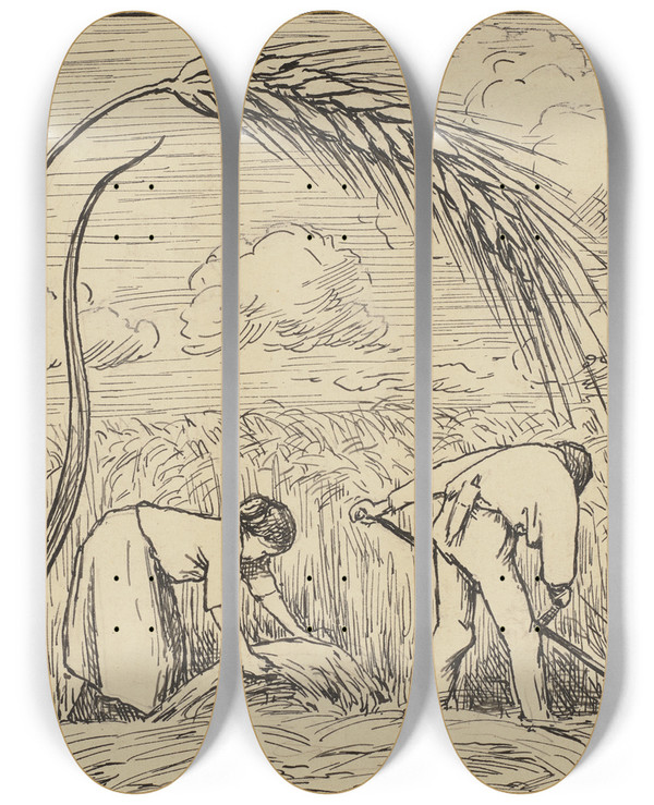 Triptych art skateboard deck of Hans Thoma Hre by Hans Thoma (1839-1924)
