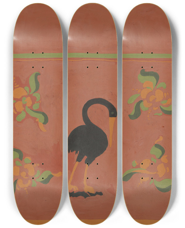 Triptych art skateboard deck of Dp Jones Painted Chest_1 by D.P. Jones