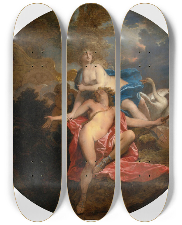 Triptych art skateboard deck of Nicolas Bertin The Death Of Adonis by Nicolas Bertin (1668-1736)