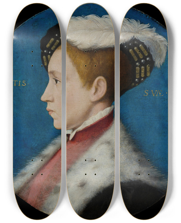 Triptych art skateboard deck of Workshop Of Hans Holbein The Younger Edward Vi 15371553 When Duke Of Cornwall by Workshop of Hans Holbein the Younger (1497-1543)