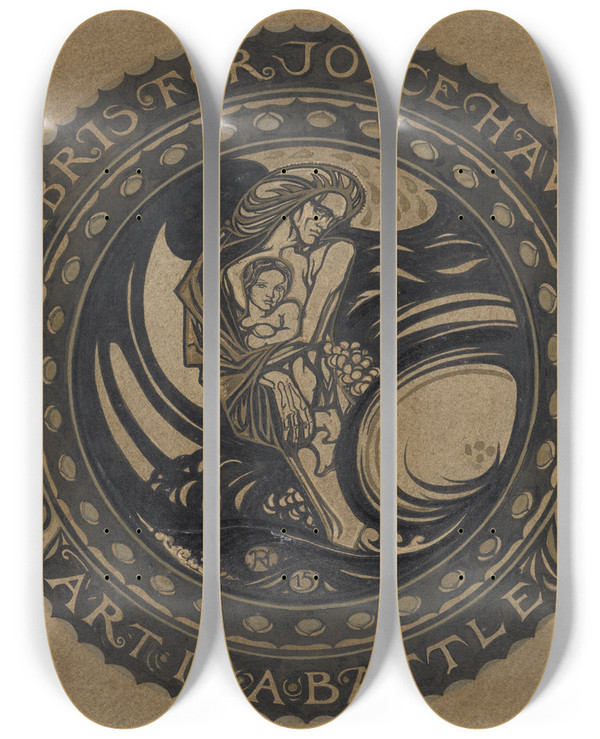 Triptych art skateboard deck of Richard Nicolas Roland Holst Ontwerp Voor Ex Libris Voor Joyce Haworth by Richard Nicolaus Roland Holst (1868-1938)