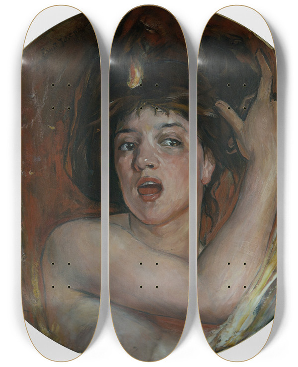 Triptych art skateboard deck of Ernst Josephson Dynamite by Ernst Josephson (1851-1906)