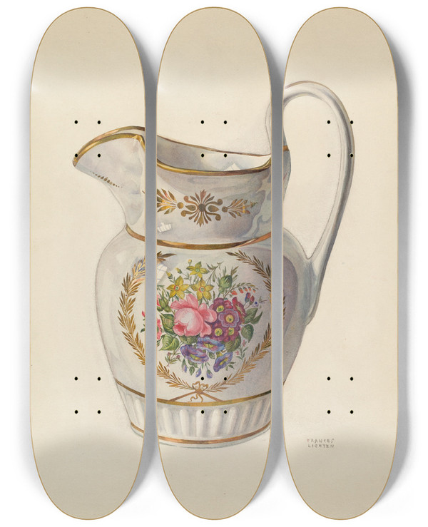 Triptych art skateboard deck of Frances Lichten Pitcher_2 by Frances Lichten (1889-1961)